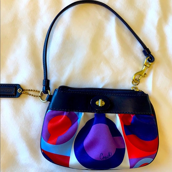 NWOT Coach Pink & Purple Satin Wristlet Clutch - Picture 1 of 6